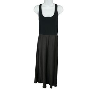 Anthropologie‎ Maxi Dress Black Ribbed Tank Style Satin M Minimalist Mare Mare